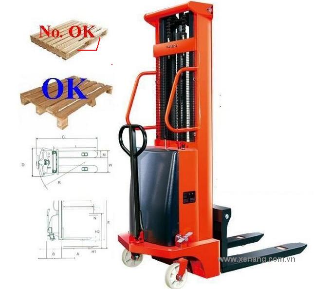 Xe nâng bán tự động 1 tấn cao 1.6m